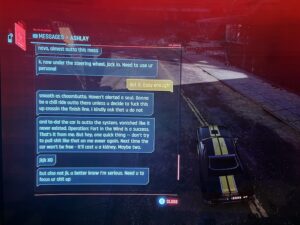 Cyberpunk 2077 Moving Heat Mission: Ashlays Text Upon Leaving Garage