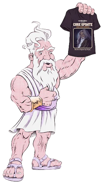 Titan holding a Retrovision tee