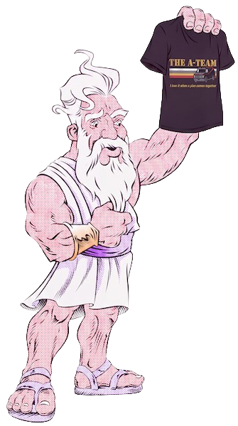 Titan holding a Vintage Car tee