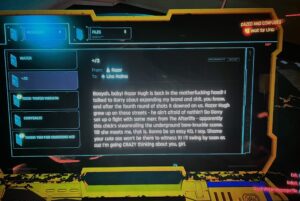 Cyberpunk 2077 Lina Malina Laptop Message from Razor Hugh