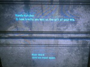 Cyberpunk 2077 Randy Kutcher River Ward Columbarium