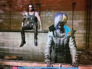 Cyberpunk 2077 Clampdown V and Johnny in the Prison Bathroom