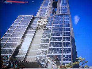 Cyberpunk 2077 Konpeki Plaza in Full Sunshine at Back Entrace