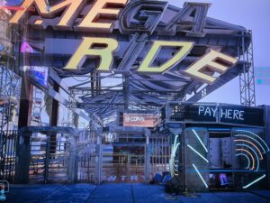 Cyberpunk 2077 Megaride Rollercoaster Ticket Window